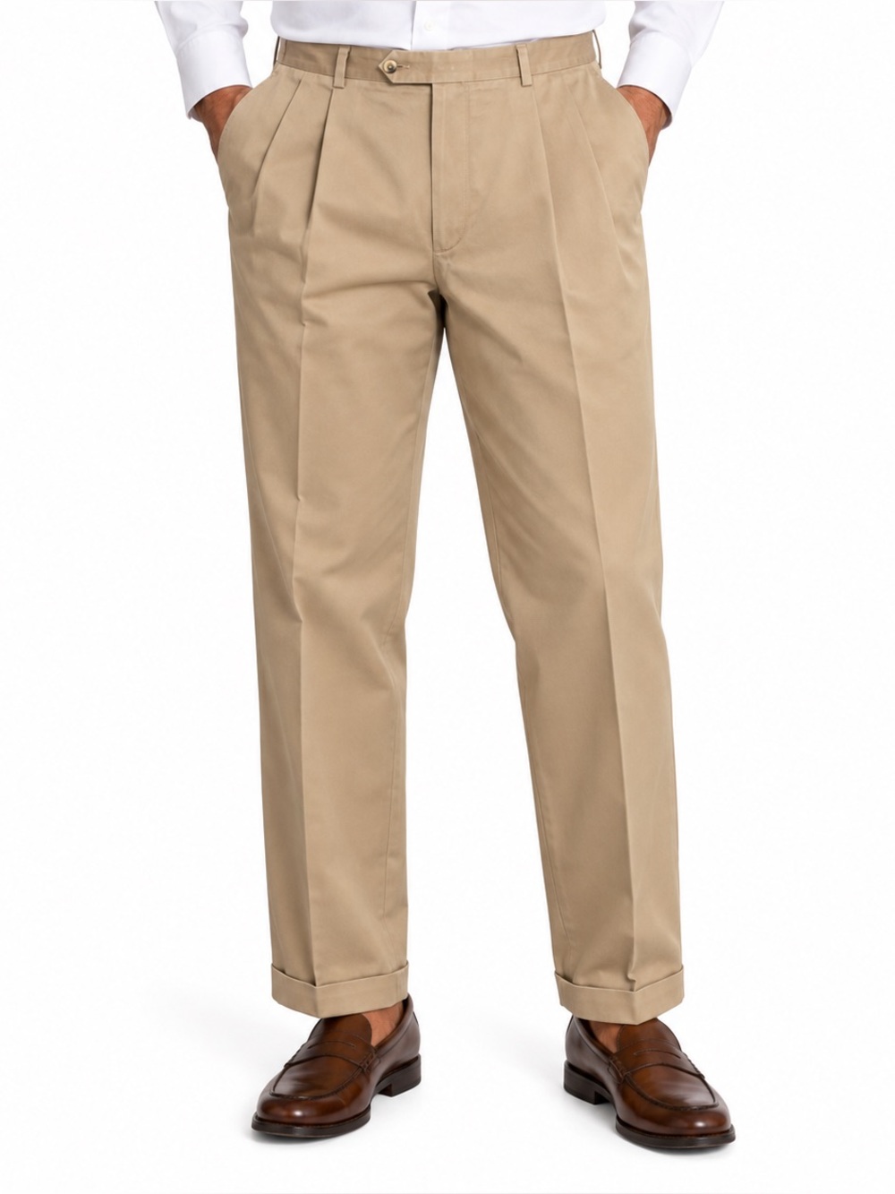 JOS. A. BANK Traveler’s Collection Pleated Cuffed Khaki Pants Mens 36x32